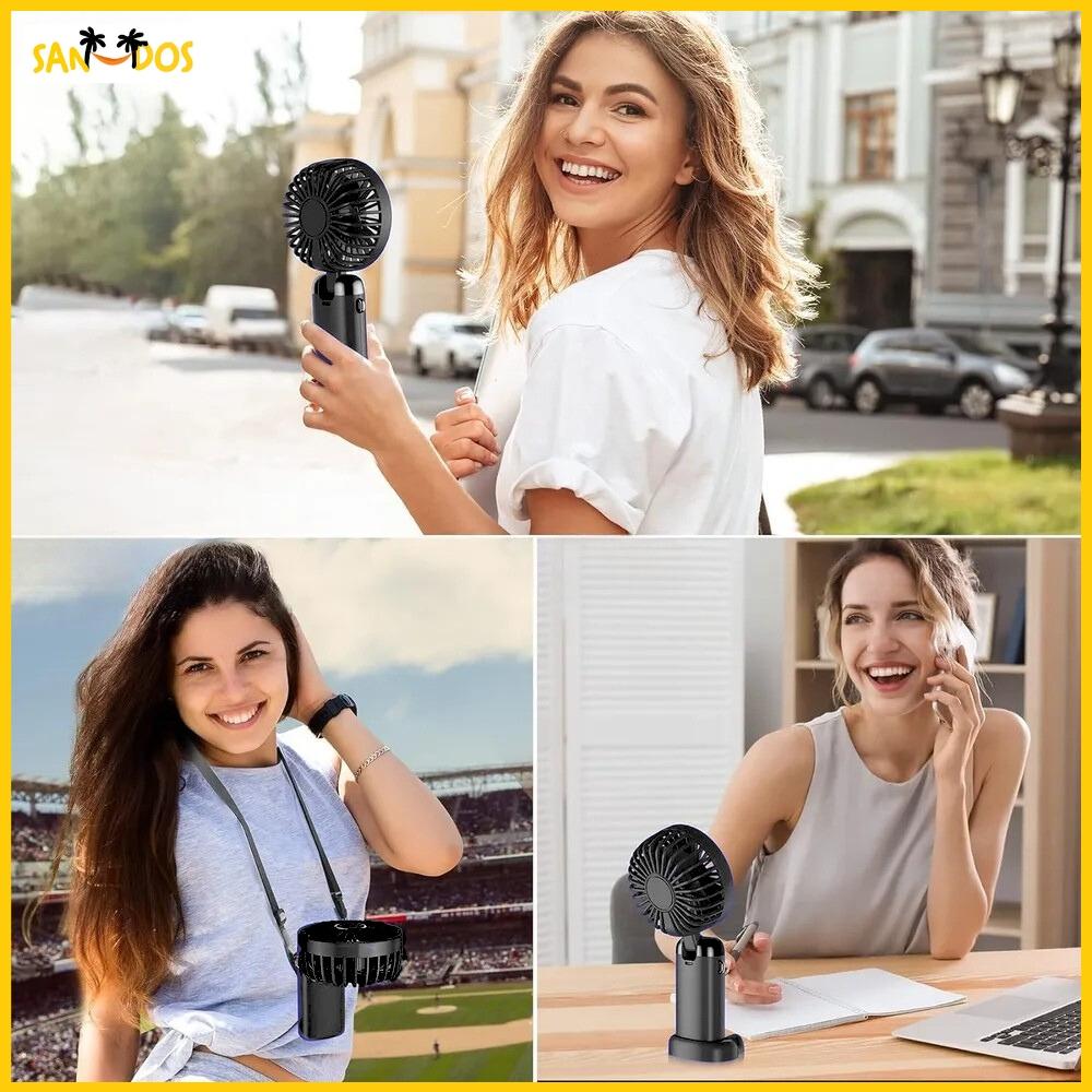 Mini fan portable fan stand handheld black matt