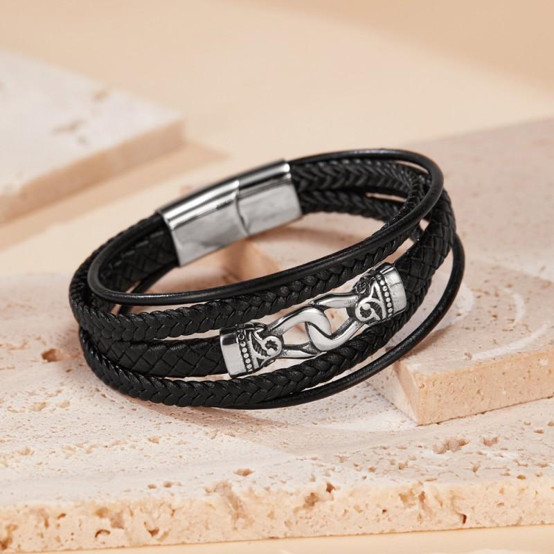 Hot Selling Hand Woven Leather Jewelry European American Personalized Trend Multi-layer Bracelet Men