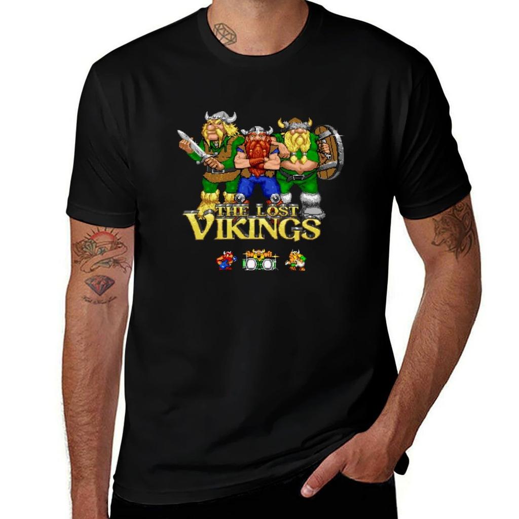 Lost Vikings Das T-Shirt Lässiges Mode Kurzarm Baumwoll-T-Shirt