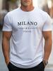 Чоловіча літня модна футболка MILANO з принтом літер, вільна, великого розміру, повсякденна, зручна, з круглим вирізом, коротким рукавом