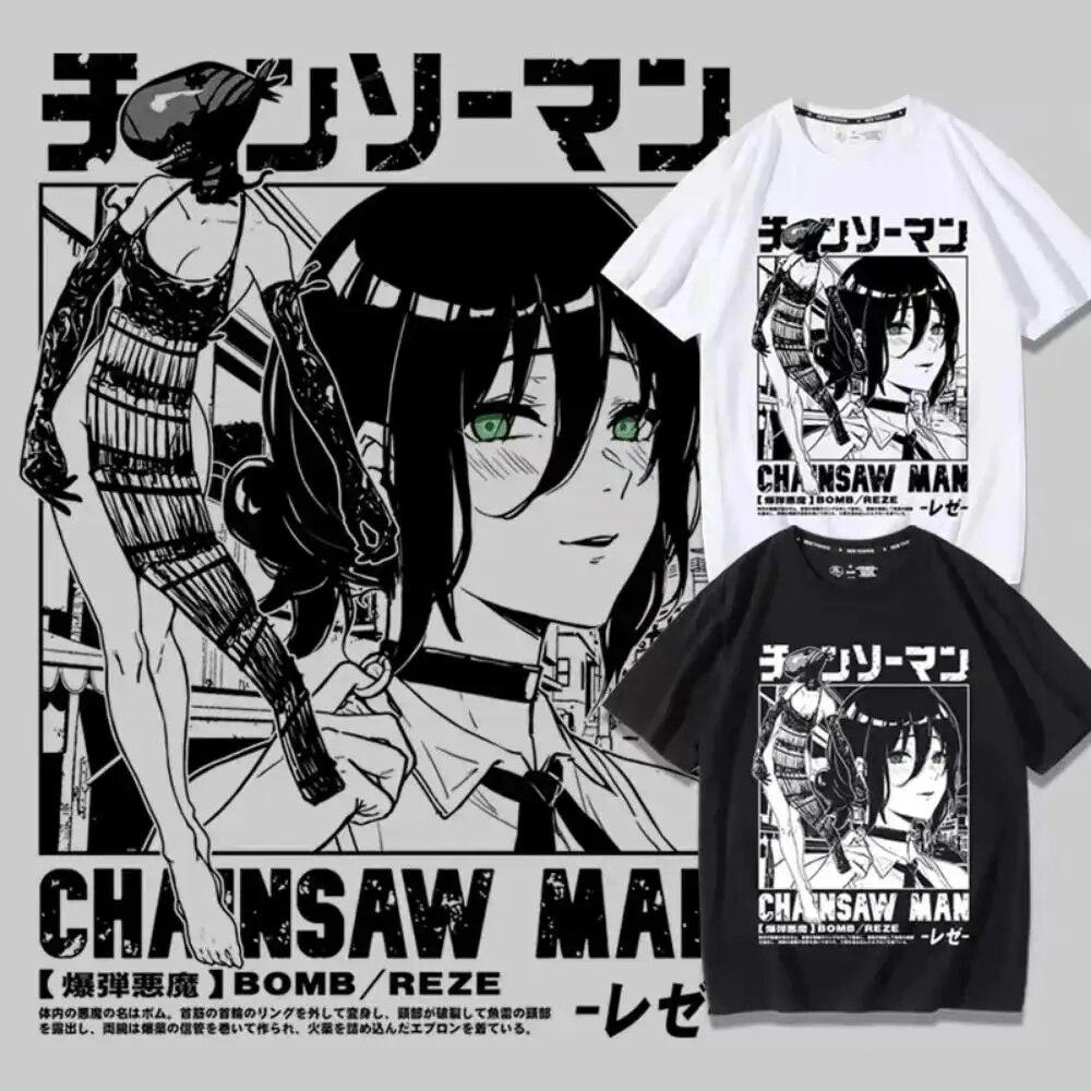Anime Chainsaw Unisex Reze Tričko s grafickým potiskem Unisex Unisex Ležérní Volná trička Four Seasons Tričko Harajuku Unisex vysoce kvalitní tričko