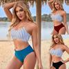 2022 Women's High Waist Striped Bikini Swimsuit for Beach Vacation