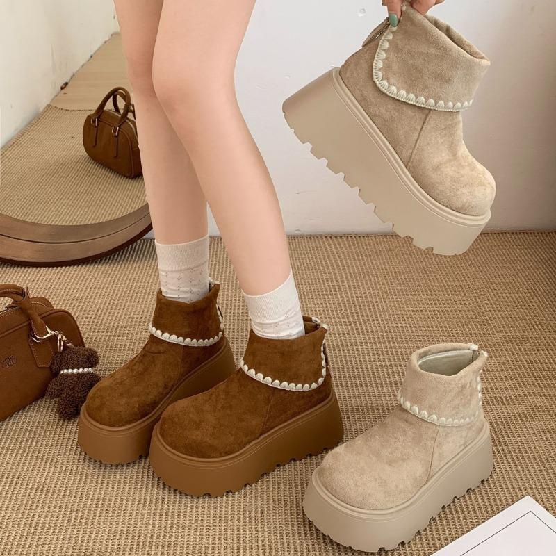 Retro Thick Bottom Ankle Boots Autumn Women's High Heel Height Increase Punk Booties Fashion Non-Slip Designer Platform Shoes