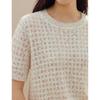 INMAN Women's Openwork Polka Dot Short Sleeve Knit Top