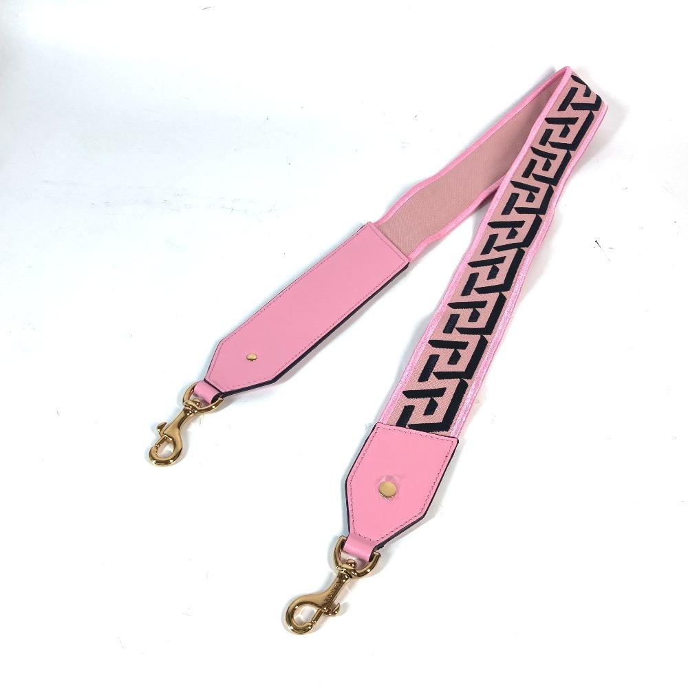 VERSACE logo  Shoulder strap Canvas/Leather pink/Black Unused