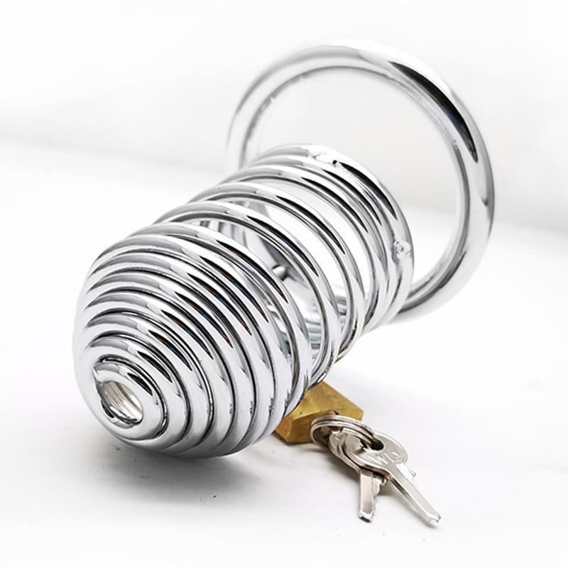 Male Stainless Steel Chastity Belt Device Bird Metal Cage Cock Lock Restraint Ring Sex Toy For Men