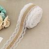 2Meter/Lot 25mm Natural Jute Burlap Hessian Lace Ribbon with White Lace Trim Edge Rustic Vintage Wedding Centerpieces Decor