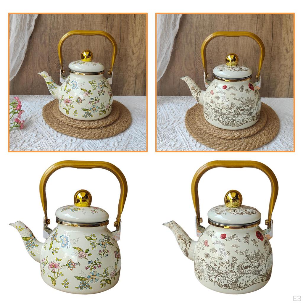 Emaille Kessel 1,2L Auslaufsicher Multifunktional Saftkrug Wasserkessel Teekocher für Büro Zuhause