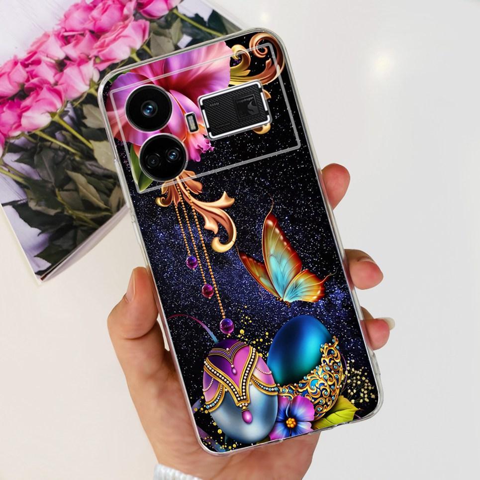 Pro Realme GT5 Pouzdro Průhledné Silikonové Měkký TPU Kryt Pro OPPO Realme GT 5 RealmeGT5 Pouzdra Květinové Mramorové Želé Nárazník Coques
