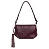 Removable Fringe Polyurethane Saddle Bag Women Handbags Dark-Red KW4726