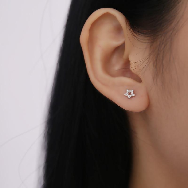 AB Style Diamond Hollow Five-pointed Star Earrings for Women New Creative Personality Fashion Temperament Earrings