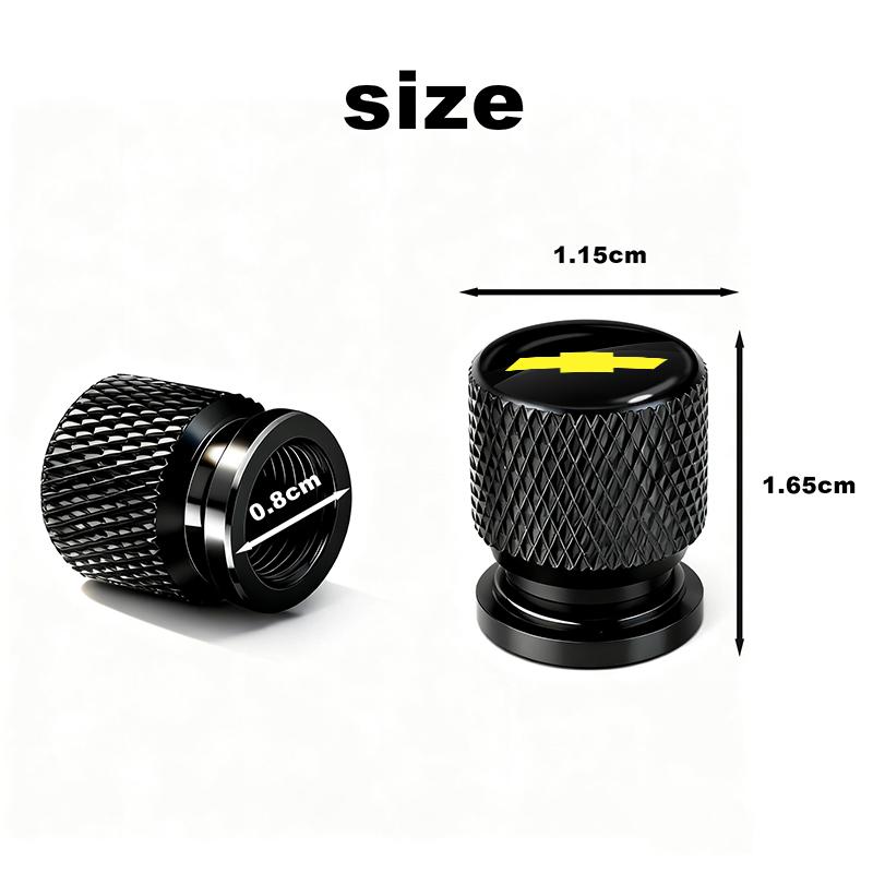 4pcs Car Wheel Tire Valve Caps Aluminum Airtight Covers Fit Chevrolet Silverado Impala Malibu Equinox Cruze Camaro Blazer Aveo