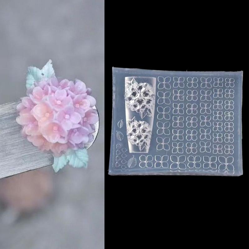 

Hydrangea 3D High Transparency Nail Carving Mold Diy Design Silicone Petal Soft Stamping Plates Manicure Art Mold Decor Tools one size