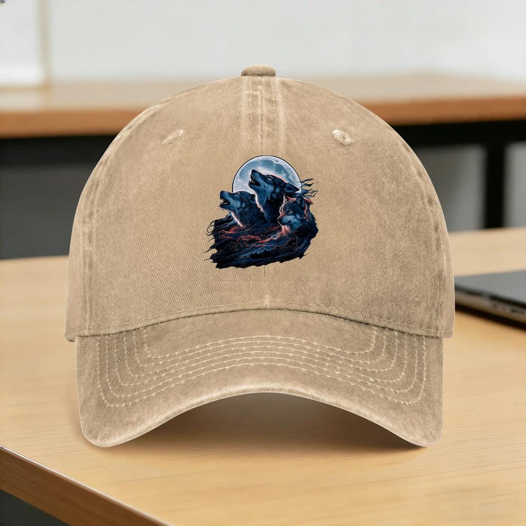 Wolves Howling At The Moon Casual Baseball Cap Summer Trucker Hat Hot Sale Running Hippie Hip Hop Hats Cute Baseball Caps