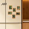 Flexible Magnetic Picture Frames for Fridge Funny Wooden Magnets Frame, Retro Cute Cat in Bathroom Soft Photo Display Set Refrigerator Locker