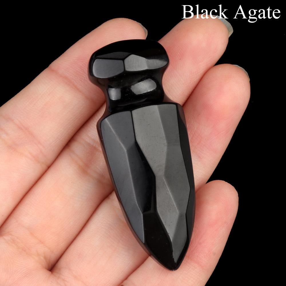 1Pc Natural Quartz Dagger Sword Carving Stone Ornaments Decorative, Reiki Healing Gemstones Home Decor, DIY Jewelry Craft Collections Gifts 50×20mm