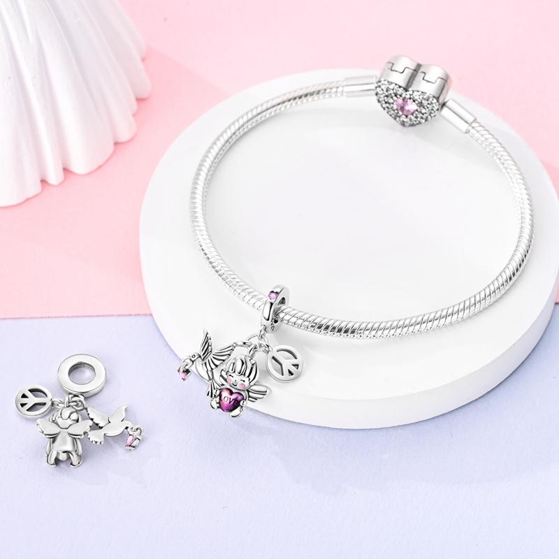 Copper Peace Dove Olive Branch Angel Love And Peace Best Wishes Charms Beads Fit Pan Original Bracelets Diy Fine Jewelry