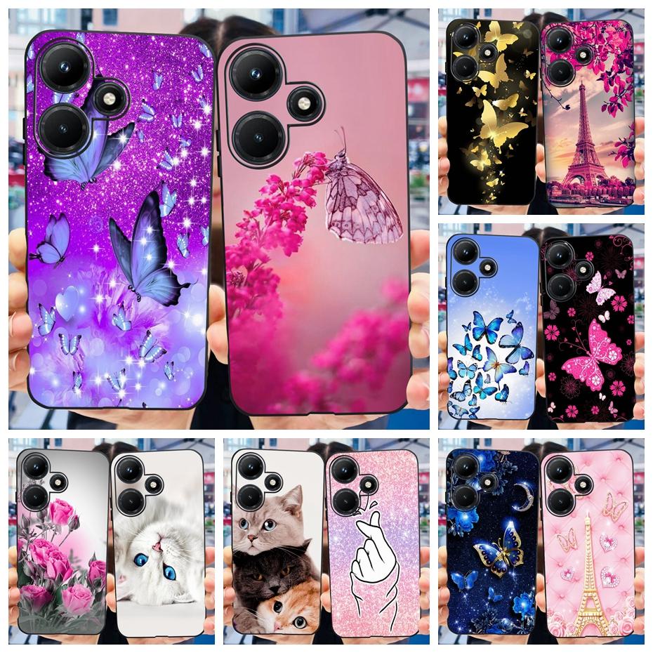 For Infinix Hot 30i 30 Play NFC Phone Case Beautiful Butterfly Flower Painted Soft Silicon Cases For Infinix Hot30 30Play Hot30i
