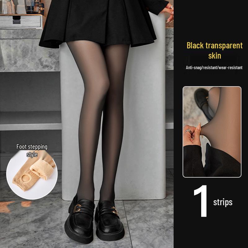 Women's Velvet Lined Black Sheer Leggings: High Waist, Hip Lift, Warm One-Piece Pantyhose for Autumn & Winter