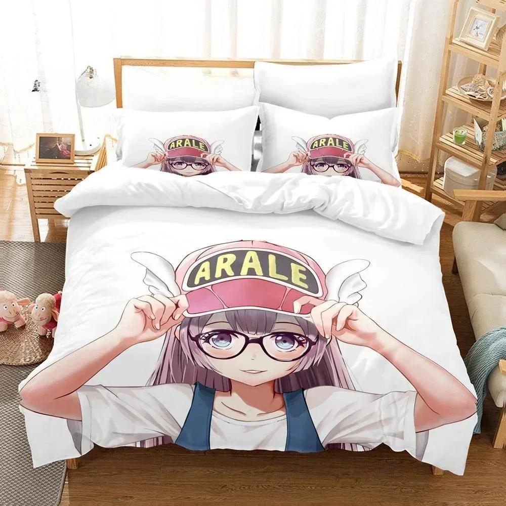 3D Cartoons Bed Sheet Set Kawaii Arale Bedding Set Single Twin Full Queen King Size Bed Set Adult Kid Bedroom Duvet Cover Sets