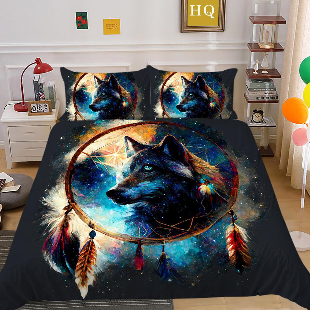 Bedding Polished Four-Piece Set Custom Animal Wolf Print Three-Piece Set Quilt Cover Sheet
