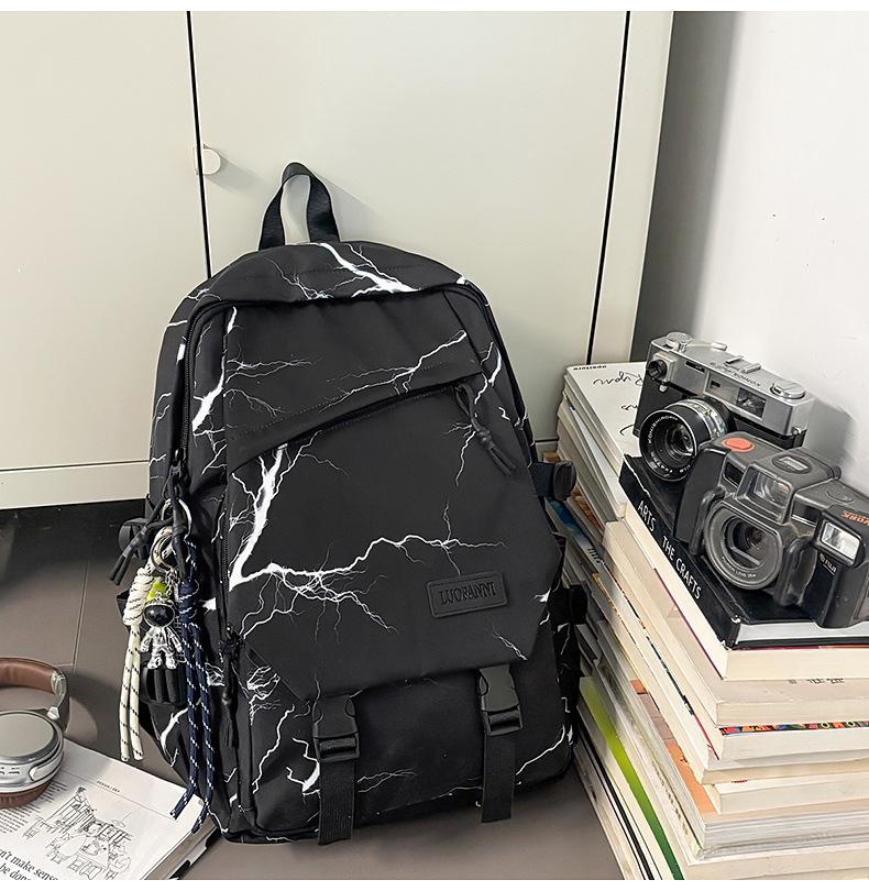 Schoolbag Backpack Female Junior High School Students Graffiti Backpack Male 1011 New Simple Design Large Capacity Multi-layer Student Schoolbag