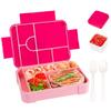 Divided Bento Box Large Capacity Microwave Lunch Box with Fork Spoon Leakproof Food Container For Back To School Camping Kitchen