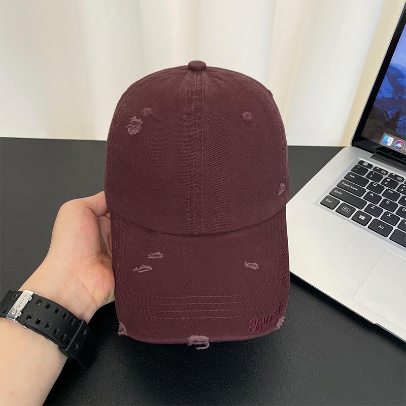 

Hole letter baseball cap difficult simple casual wide brim face covering sunscreen cap showing face small cap women soft top (54-58cm)