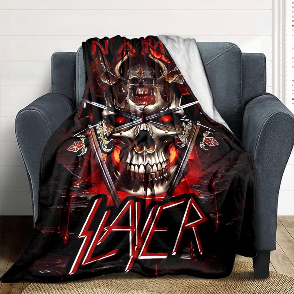 Customiz Name Personality Slayer logo Blanket Soft &Warm Sofa Office Bed Travel Lunch Break Blanket, Gift Suitable All Seasons