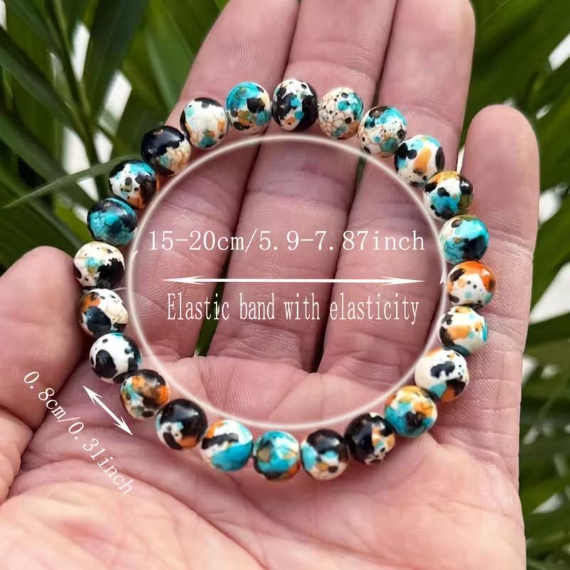 Colorful Turquoise Handmade Elastic Bracelet for Anxiety & Depression Relief
