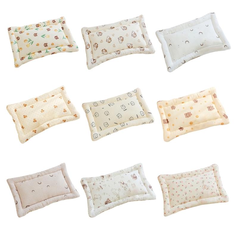 Supportive Neck Supporting Pillow Bear Rabbit Print Lightweight Pillow Gentle Comfortable Cotton Pillow for Infants
