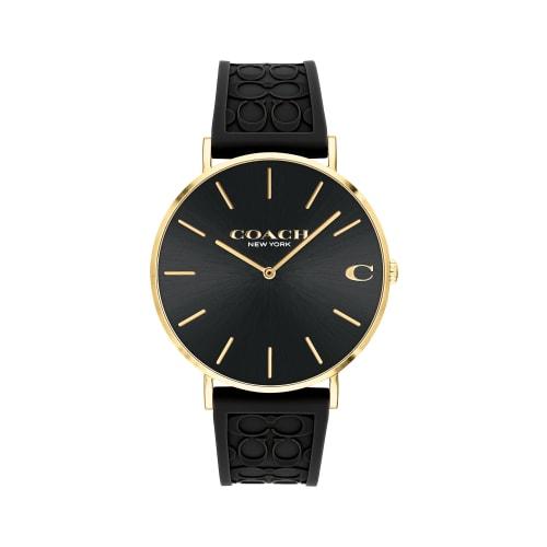 

Coach Charles 41 мм GP Black Signature C силиконовый ремешок