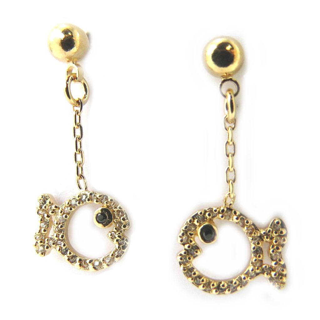 Les Trésors De Lily [L9740] - Boucles Plaqué Or 'Poissons' blanc