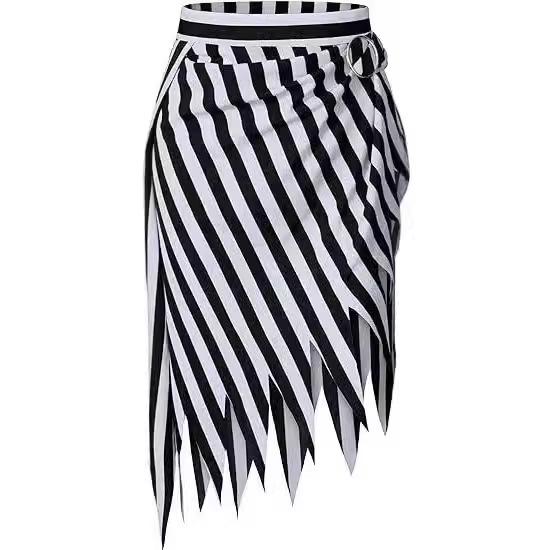 Pirate Costume Accessories Headscarf Burned Flower Striped Pointed Hem Bandage Skirt