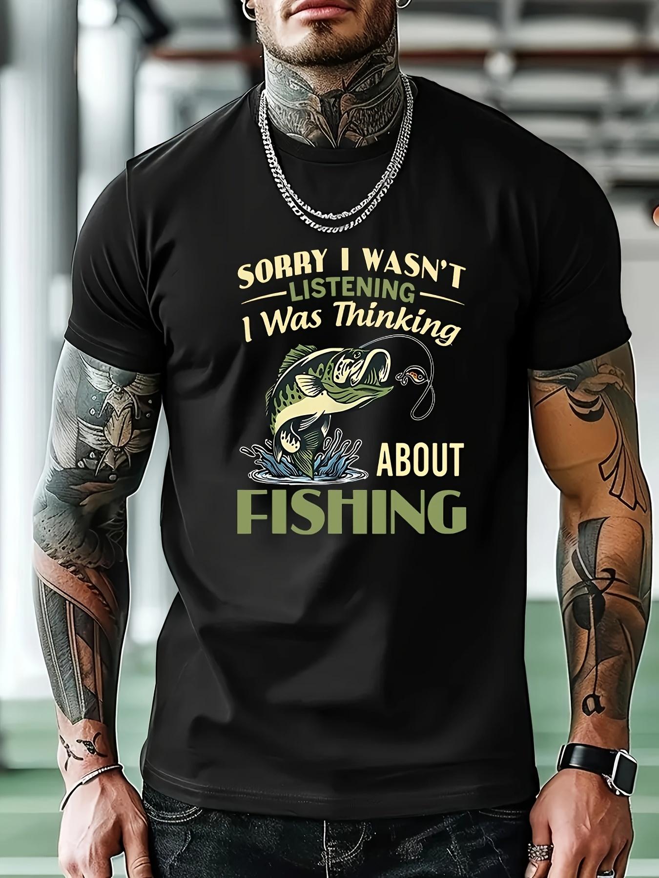 

Casual Graphic T-shirt with Funny Fishing Quote & Fish Design - Breathable Summer Short Sleeve Tee for Outdoor Activities XL