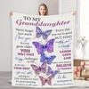 A Cozy Fleece Blanket Featuring a Butterfly Design Embodies The Everlasting Love And Care That Grandparents Have for Their Granddaughter. Th