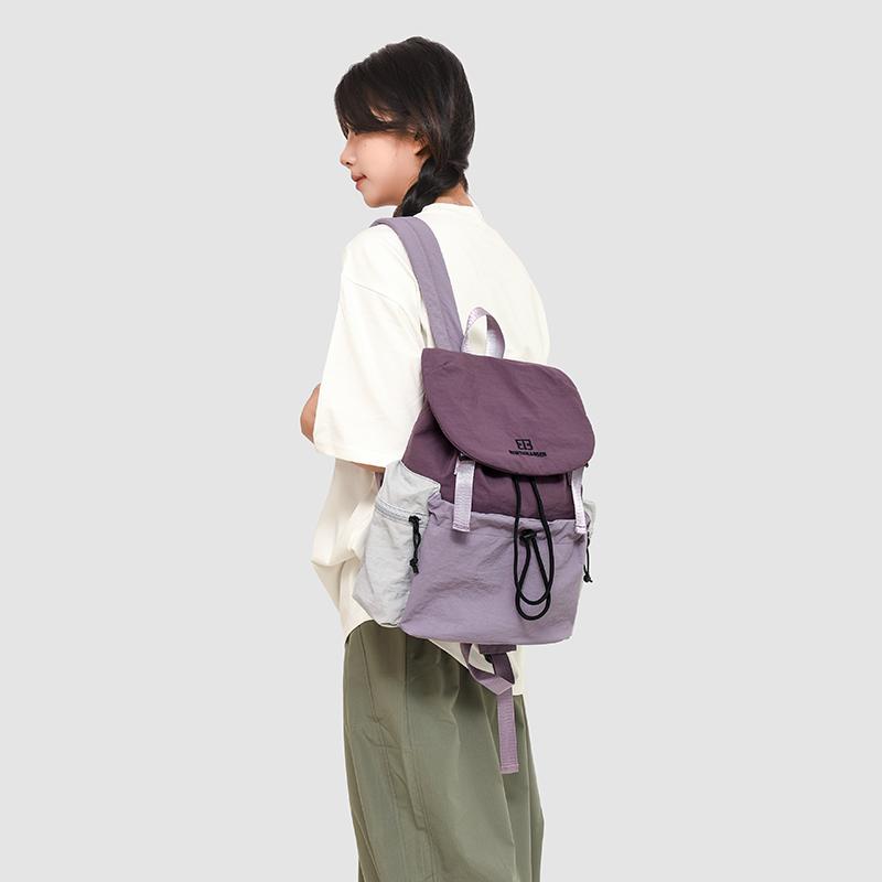 Large Capacity Travel Backpack Women's Lightweight Drawstring Backpack Color Block Student Schoolbag