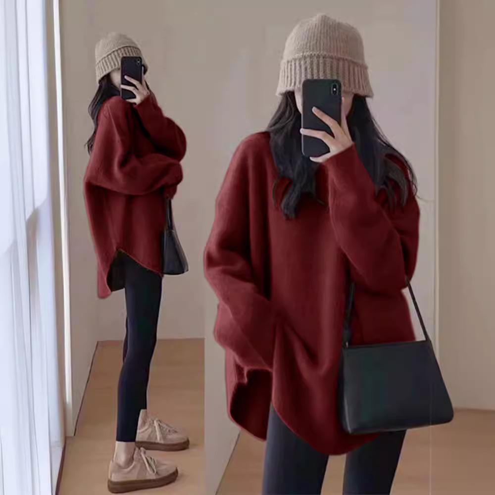 Spring and autumn women Sweater Streetwear Loose Tops Women Pullover Female Jumper Long Sleeve O Neck Knitted Ribbed Sweaters