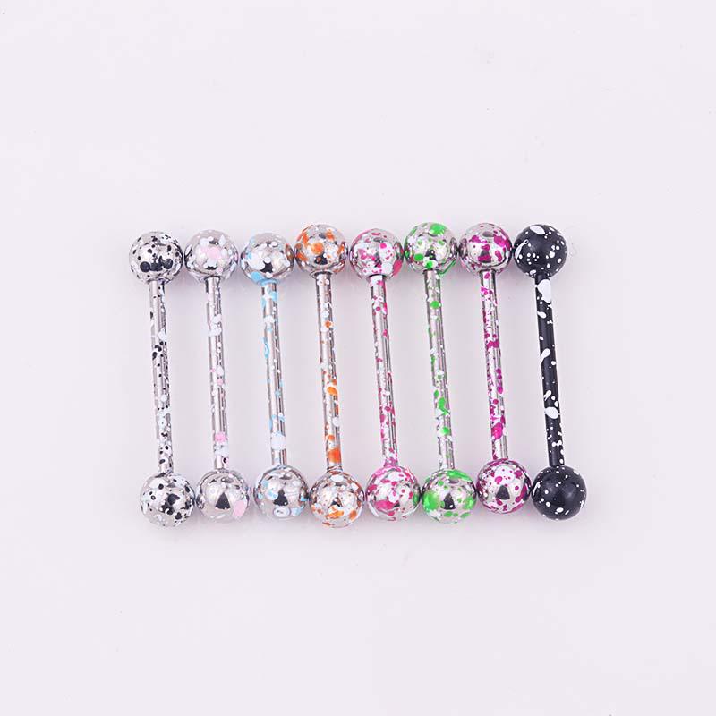 8-Color Lacquered Tongue or Nipple Stainless Steel Piercing Jewelry