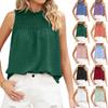 Moda verão feminina cor sólida solta gola jacquard casual sem mangas regata