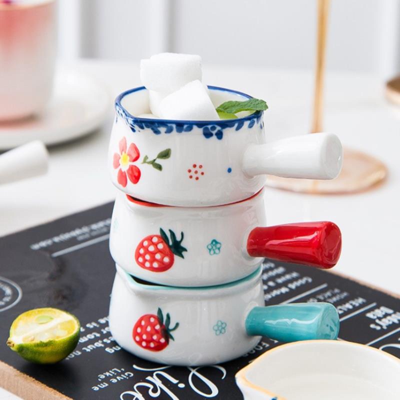 Mini Ceramic Milk Cup Creamer Jug Multifunctional Seasoning Dish Small Ceramic Coffee Milk Pitcher Vinegar Sauce Cup With Handle