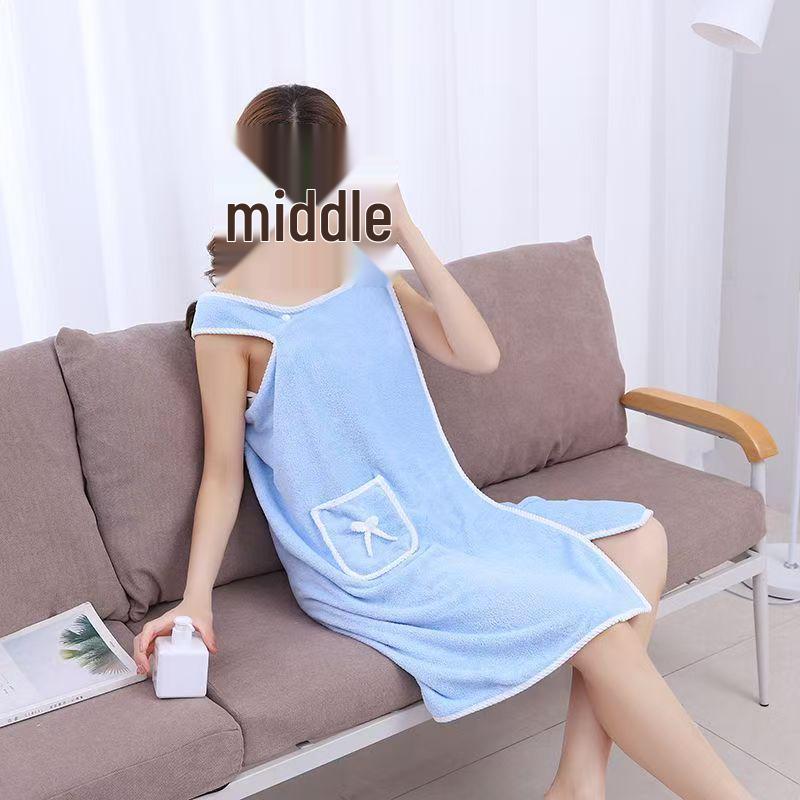Absorbent Coral Fleece Women s Bath Skirt & Bathrobe Set for Home Use