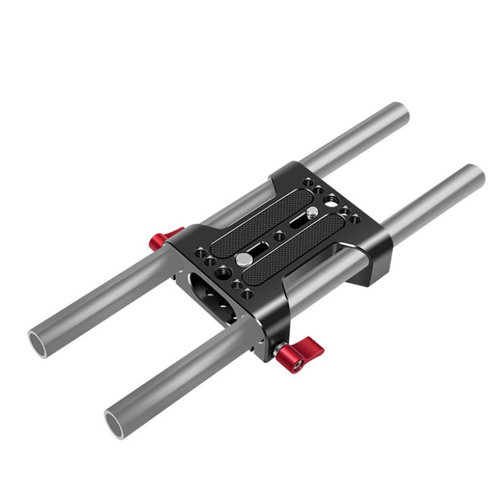 Camera Base Plate with 15mm Rod Rail Clamp Aluminum Alloy Multipurpose Tripod Baseplate for Camera Video Rig
