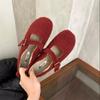 Fairy wind word with Mary Jane fluffy shoes autumn and winter new outer wear late evening wind velvet flat beanie shoes