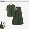 ZANZEA Women Half Sleeve Blouse and Loose Wide Leg Pants Casual Two Piece Suit Sets
