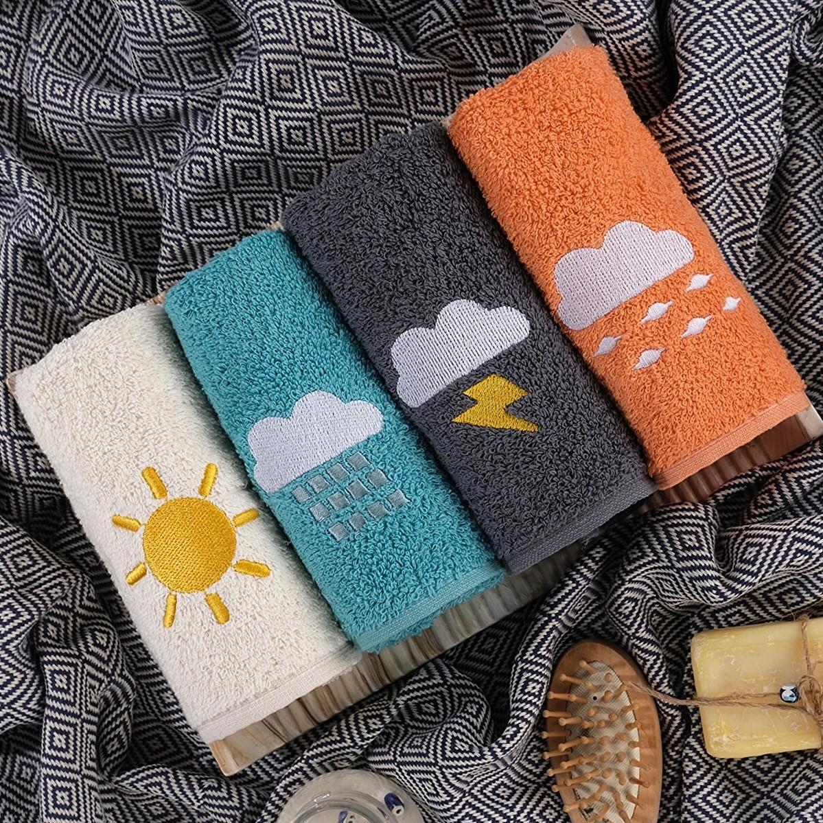 

Рушники для рук і обличчя, набір з 4 предметів, кухня та ванна кімната, чиста бавовна, не линяє, м’які, добре вбирають, вишиті 30x50(см) 30x50 білий