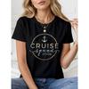 Cruise Squad 2026 Letter Print T-shirt, Short Sleeve Crew Neck Casual Top for Summer & Spring, Women's Clothing