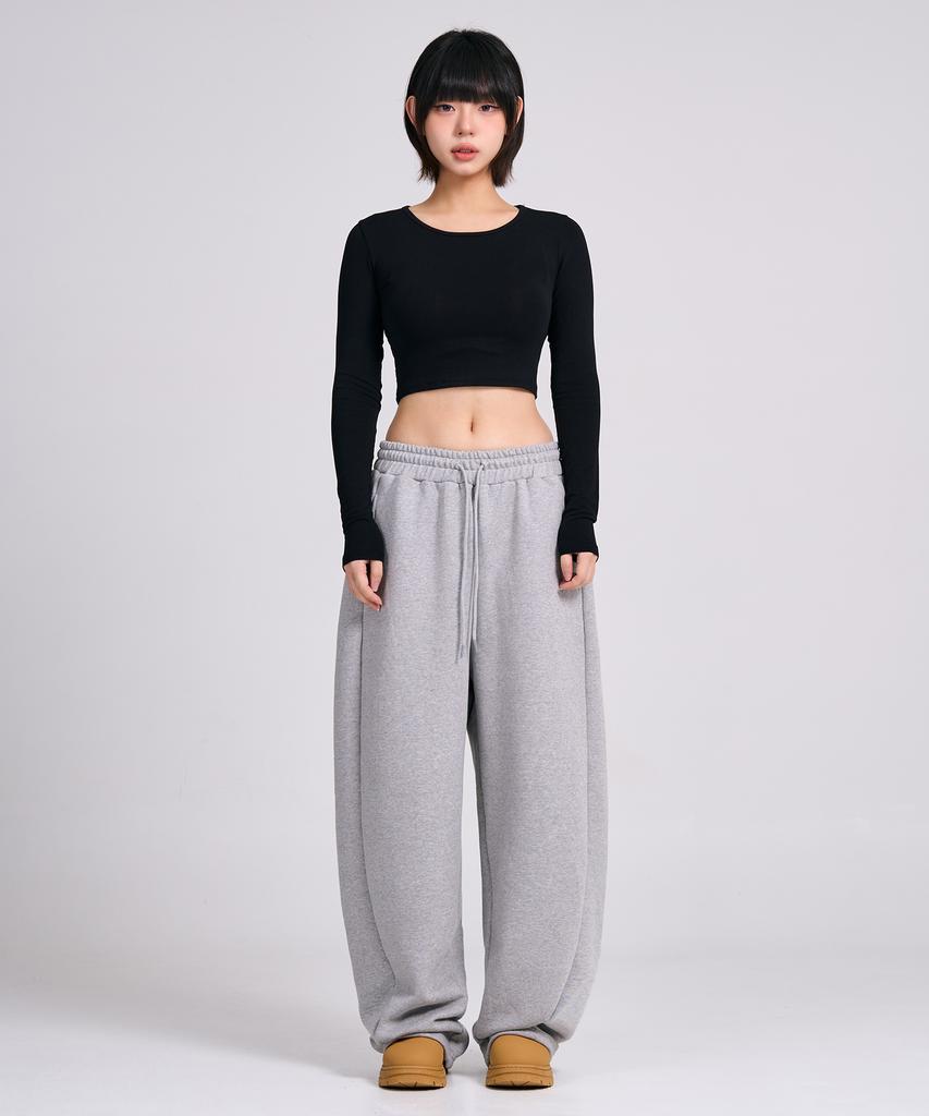 Osillos D20 One-Pleat Wide Loose Fit Sweatpants_Melange