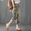 Spring and Summer Women's Harlen Pants Women Cotton and Linen Summer Print Nine-point Harlen Pants Women
