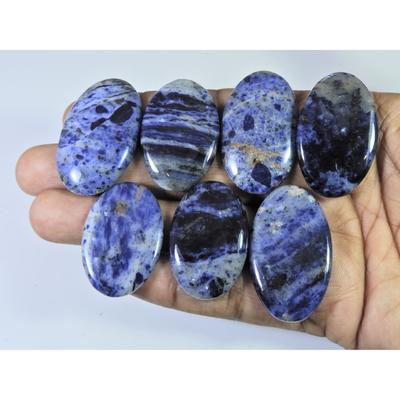 329Cts. Natural Blue Sodalite Oval Cabochon Loose Gemstone 07Pcs Lot 35-41MM C-1509